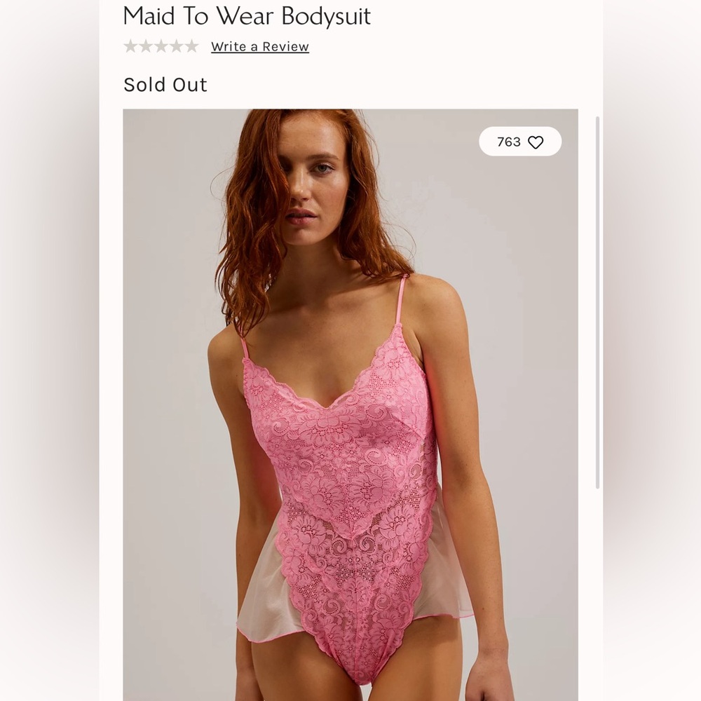 Pink Free People Maid to Wear Bodysuit, Size S—NWT